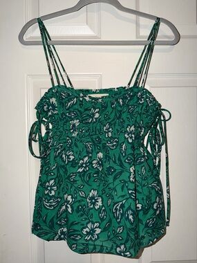 By Together Green Floral Smocked Camisole with Side Ties